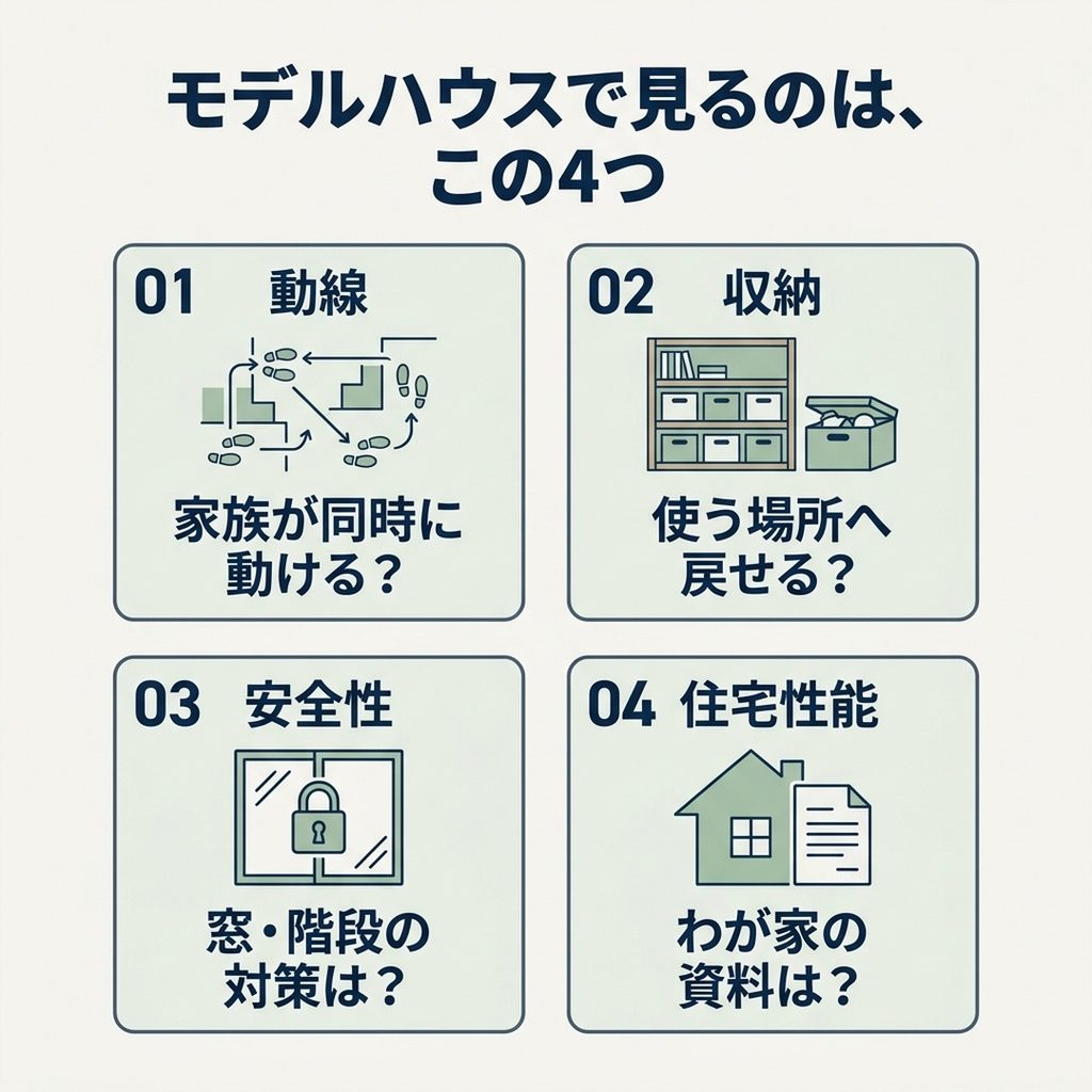 見たもの、仕様の区分、費用の確認先、採用したい理由を記録する見学メモの例